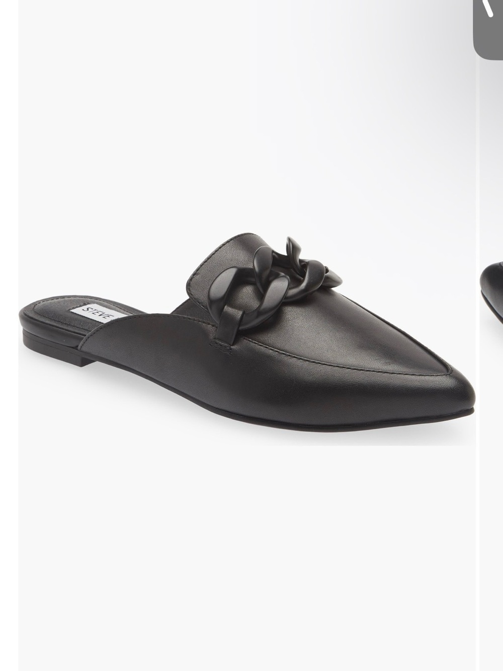 Steve Madden Flyer Pointed Toe Mule Black Pointed Slip-On Mule with Chunky Chain